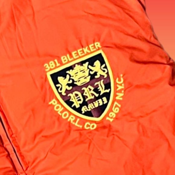 Polo Ralph Lauren Polo Reversible Down Puffer Vest Orange/Olive Green Size 18/20 - Picture 5 of 6